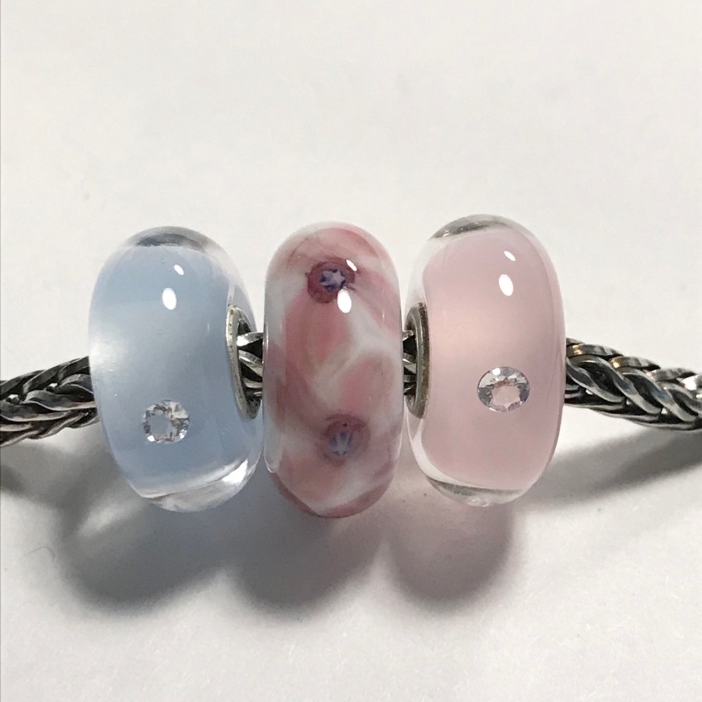 Authentic Trollbeads 3 Glass Beads Set NEW